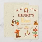 Westerne Eerste Verjaardag Rodeo Baby Kaart (Voorkant / Achterkant)