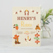 Westerne Eerste Verjaardag Rodeo Baby Kaart (Staand voorkant)