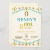 Westerne Eerste Verjaardag Rodeo Baby Kaart (Voorkant / Achterkant)