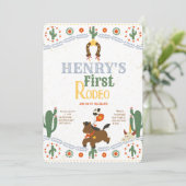 Westerne Eerste Verjaardag Rodeo Baby Kaart (Staand voorkant)