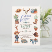 Westerne eerste verjaardag Rodeo Cowboy Verjaardag Kaart (Staand voorkant)