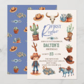 Westerne eerste verjaardag Rodeo Cowboy Verjaardag Kaart (Voorkant / Achterkant)