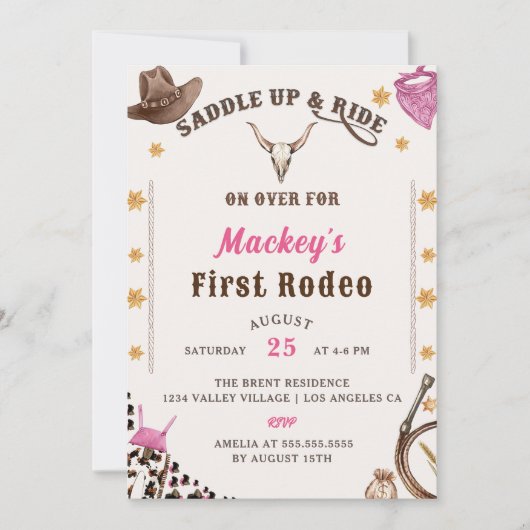 Westerne eerste verjaardag Rodeo Kaart (Voorkant)