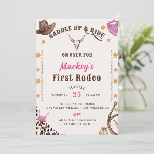 Westerne eerste verjaardag Rodeo Kaart (Staand voorkant)