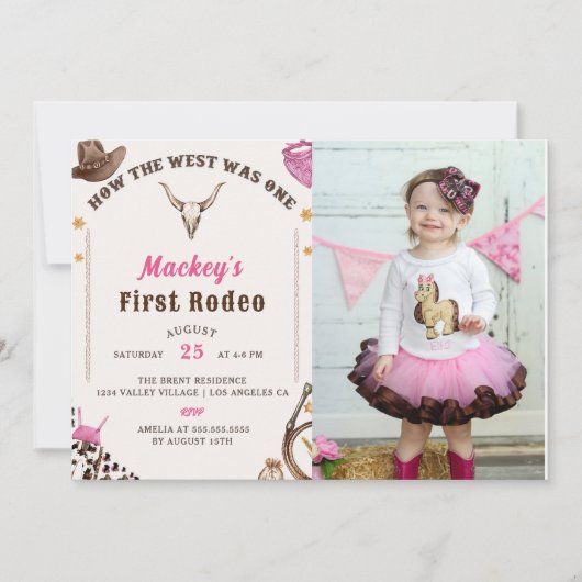 Westerne eerste verjaardag Rodeo rustieke cowboy f Kaart (Voorkant)