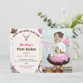 Westerne eerste verjaardag Rodeo rustieke cowboy f Kaart (Staand voorkant)