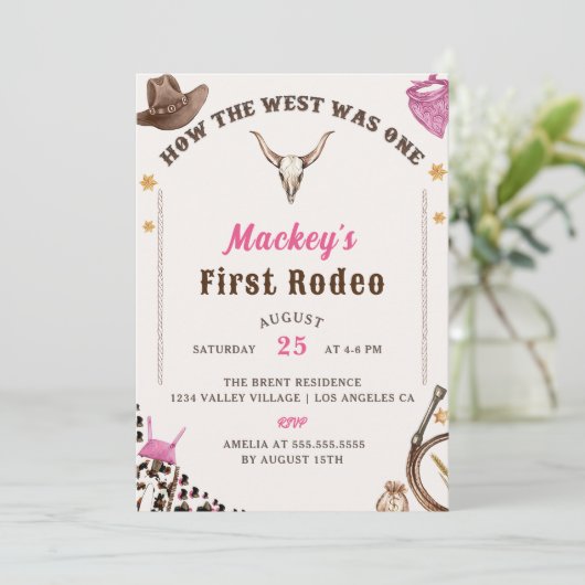 Westerne eerste verjaardag Rodeo rustieke cowboy Kaart (Staand voorkant)