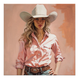 Westerne Elegantie: Cowgirl Wall Art Perfect Poster