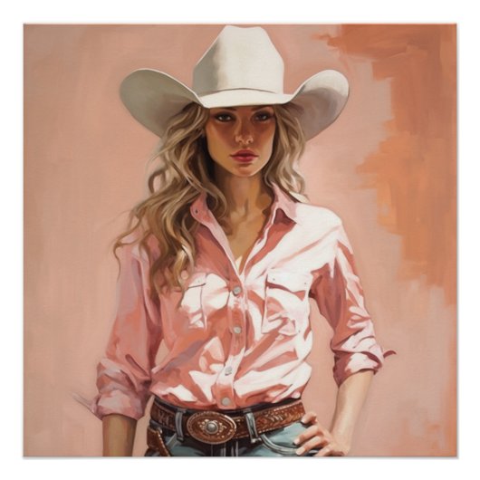 Westerne Elegantie: Cowgirl Wall Art Perfect Poster (Voorkant)
