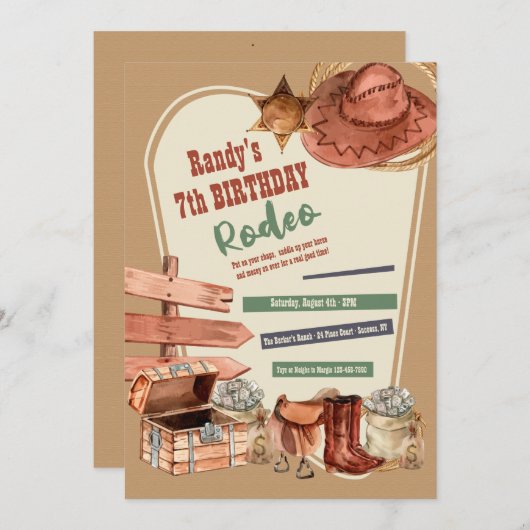 Westerne elementen Birthday Kaart (Voorkant / Achterkant)