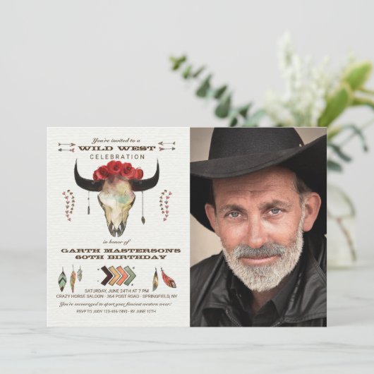 Westerne elementen Fotouitnodiging Kaart (Staand voorkant)