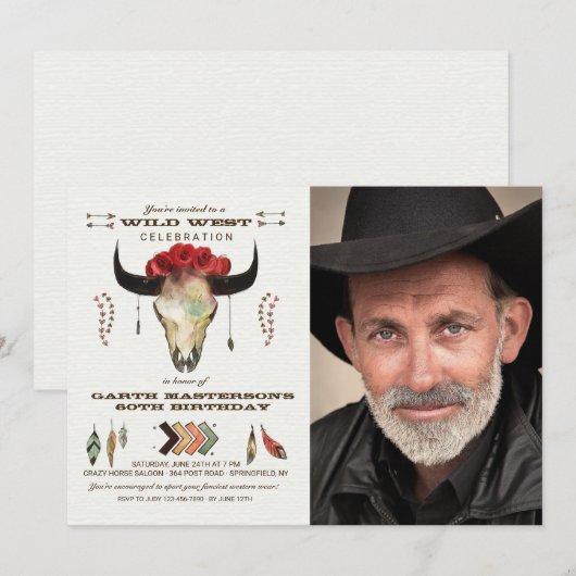 Westerne elementen Fotouitnodiging Kaart (Voorkant / Achterkant)