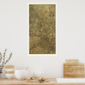 Westerne en Atlantische spoorweg kaart 1887 Poster (Keuken)