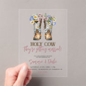 Westerne en landbloemen boots Rustic Wedding Acryl Uitnodigingen (Insitu (Draagbaar))