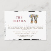 Westerne en landbloemen boots Rustic Wedding Informatiekaartje (Voorkant)