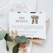 Westerne en landbloemen boots Rustic Wedding Informatiekaartje