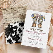 Westerne en landbloemen boots Rustic Wedding Kaart