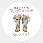 Westerne en landbloemen boots Rustic Wedding Ronde Sticker (Voorkant)