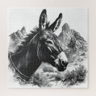 Westerne ezel  zwart-wit puzzel