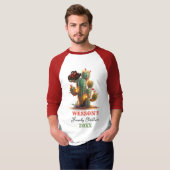 Westerne familie cactus aangepaste naam kerst t-shirt (Voorkant volledig)