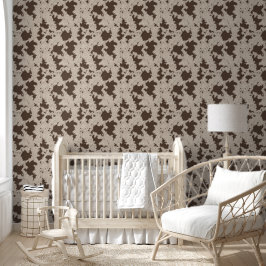 Westerne Faux Koe Print Bruin en Crème Behang