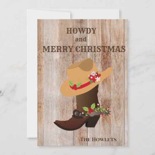 Westerne feestdag voor Pet met cowboy Boot Feestdagenkaart (Voorkant)