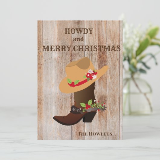Westerne feestdag voor Pet met cowboy Boot Feestdagenkaart (Staand voorkant)