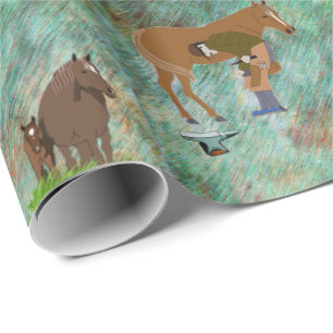 Westerne feestpaard met paarden cadeaupapier