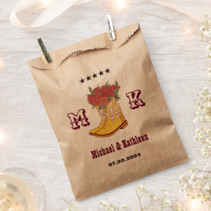 Westerne Floral Cowboy Boot Monogram Rustic Weddin Bedankzakje