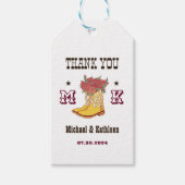 Westerne Floral Cowboy Boot Monogram Rustic Weddin Cadeaulabel (Voorkant)