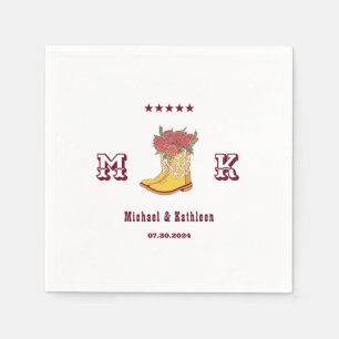 Westerne Floral Cowboy Boot Monogram Rustic Weddin Servet