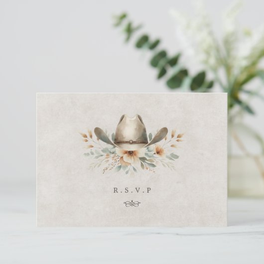 Westerne floral Cowboy pet maaltijden keuzes RSVP (Staand voorkant)