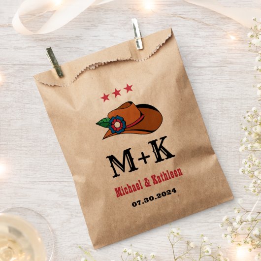 Westerne Floral Cowboy Pet Rustic Country Wedding Bedankzakje (Geknipt)