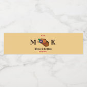 Westerne Floral Cowboy Pet Rustic Country Wedding Waterfles Etiket (Enkel label)