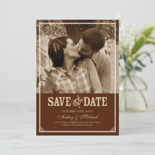  Westerne foto slaat de datum op Save The Date (Staand voorkant)