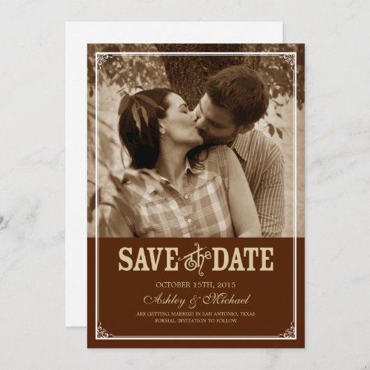 Westerne foto slaat de datum op Save The Date (Voorkant / Achterkant)