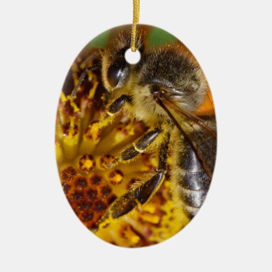 Westerne foto van honingbijen keramisch ornament (Voorkant)