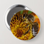 Westerne foto van honingbijen ronde button 4,0 cm (Voorkant /achterkant)