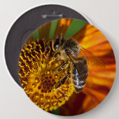 Westerne foto van honingbijen ronde button 6,0 cm (Voorkant /achterkant)