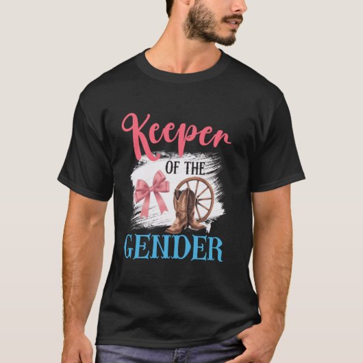 Westerne Funny Boots Bow Keeper van Gender Reveal T-shirt (Voorkant)