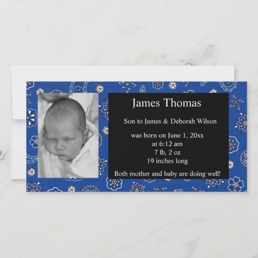 Westerne geboorteaankondiging van Baby Aankondiging (Voorkant)