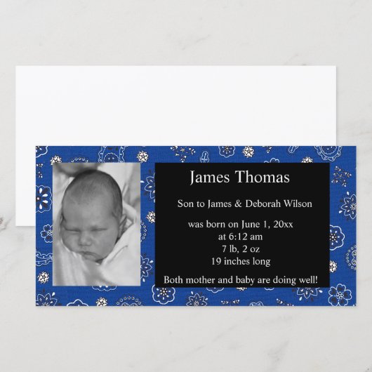 Westerne geboorteaankondiging van Baby Aankondiging (Voorkant / Achterkant)