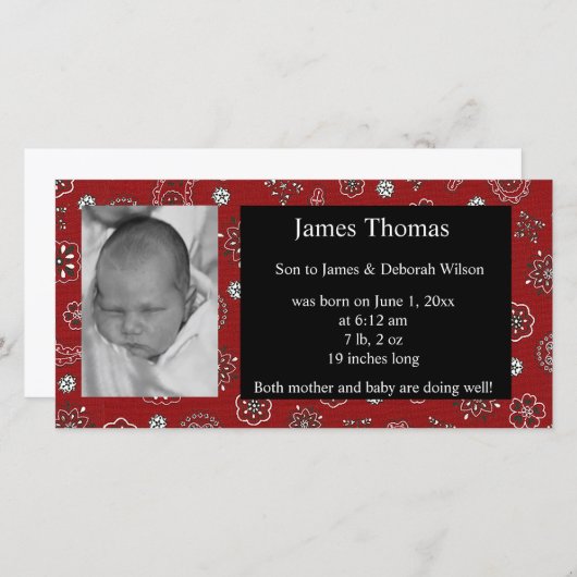 Westerne geboorteaankondiging van Baby Aankondiging (Voorkant / Achterkant)