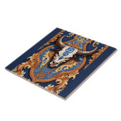 Westerne Gereedschapsleer Look Koe Head Tegeltje (Zijkant)