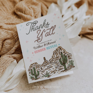 Westerne geslachtsonthulling cowboy of cowgirl bedankkaart