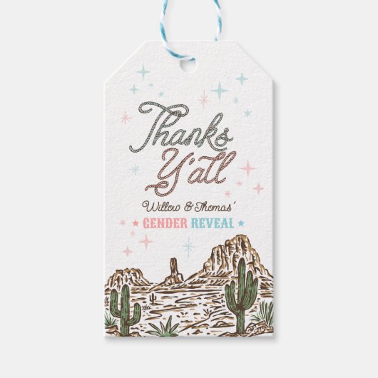 Westerne geslachtsonthulling cowboy of cowgirl cadeaulabel (Voorkant)