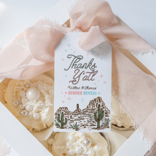 Westerne geslachtsonthulling cowboy of cowgirl cadeaulabel