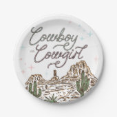 Westerne geslachtsonthulling douche cowboy of cowg papieren bordje (Voorkant)