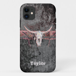 Westerne gespleten textuur Roze Roze Roze Bull Sku Case-Mate iPhone Case