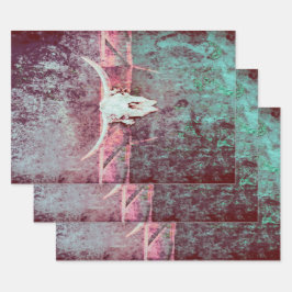 Westerne gespleten textuur Rustic Blauwgroen Bull  Inpakpapier Vel